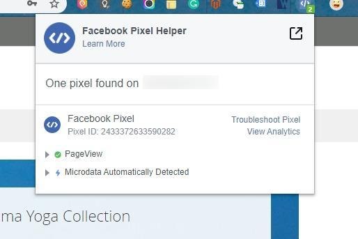 Facebook Pixel Helper Extension.
