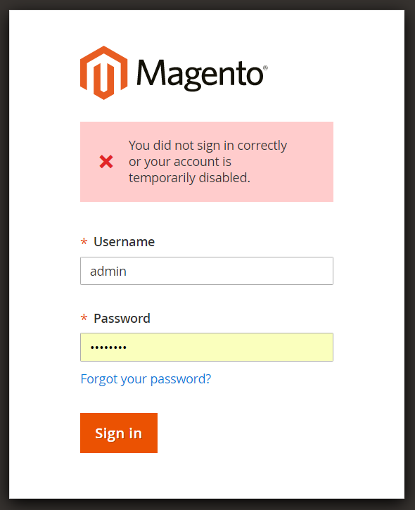 Magento login form Magento login form