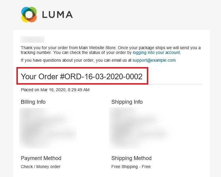 Custom Order Number