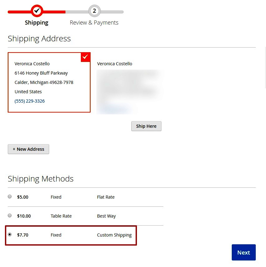 Custom Shipping Method