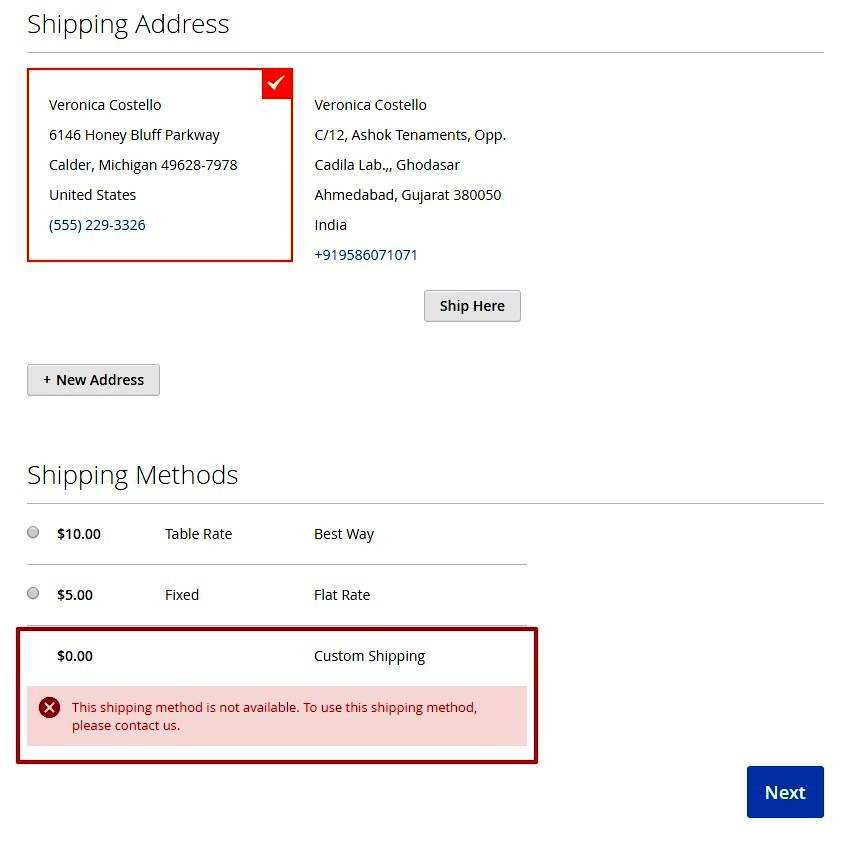 Custom Shipping Method