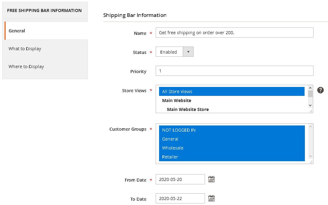 Free Shipping Bar Magento 2 Extension by Sparsh Technologies