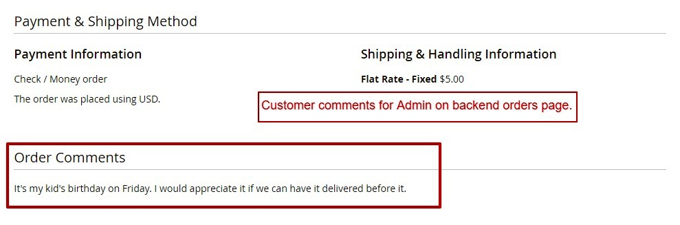 Order Comments